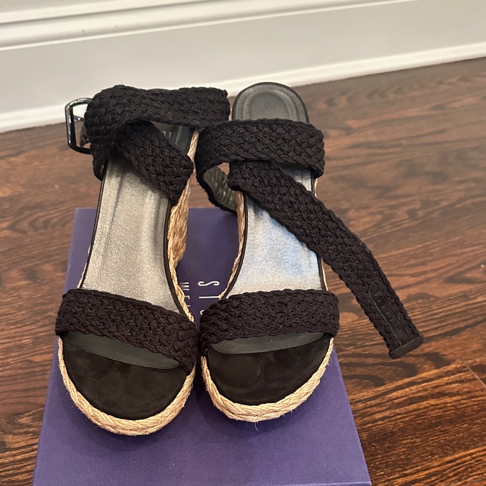 Stuart Weitzman Black Espadrille Sandals
